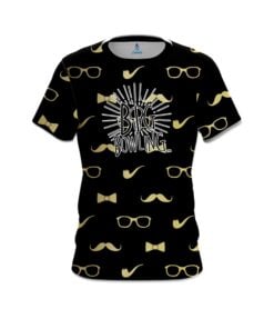 Big Bowling Black Gold Mustache CoolWick Bowling Jersey