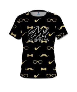 Motiv Black Gold Mustache CoolWick Bowling Jersey