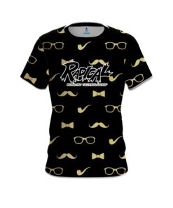 Radical Black Gold Mustache CoolWick Bowling Jersey