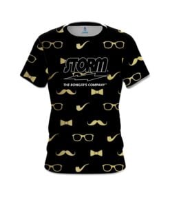 Storm Black Gold Mustache CoolWick Bowling Jersey