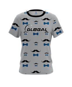 900 Global Grey Blue Mustache CoolWick Bowling Jersey