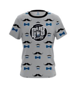 DV8 Grey Blue Mustache CoolWick Bowling Jersey