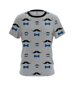 Plain Grey Blue Mustache CoolWick Bowling Jersey
