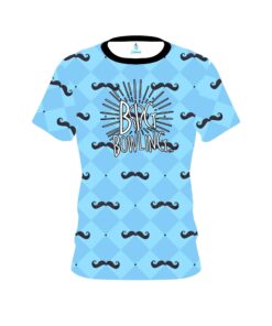 Big Bowling Baby Blue Mustache CoolWick Bowling Jersey