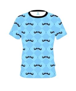 Plain Baby Blue Mustache CoolWick Bowling Jersey