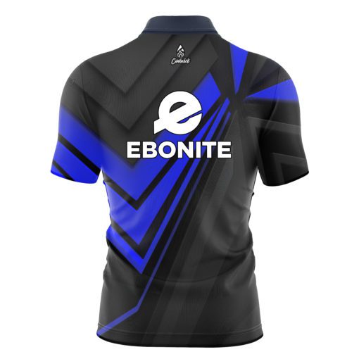 Ebonite Steaming Blue Quick Ship CoolWick Sash Zip Bowling Jersey - Image 2