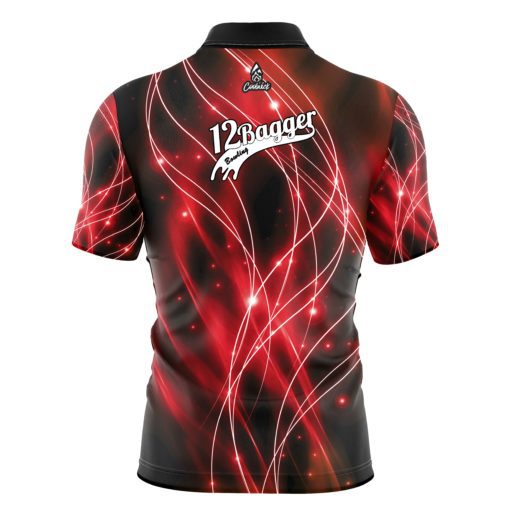 12Bagger Red Spirals Quick Ship CoolWick Sash Zip Bowling Jersey - Image 2