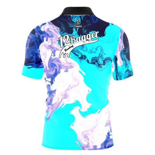 12Bagger Abstract Quick Ship CoolWick Sash Zip Bowling Jersey - Image 2