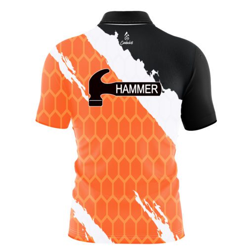 Hammer Split Orange Quick Ship CoolWick Sash Zip Bowling Jersey - Image 2