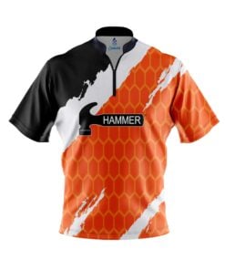 Hammer Split Orange Quick Ship CoolWick Sash Zip Bowling Jersey