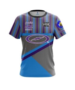 Josie Barnes Retro Blue & Purple Stripes Replica CoolWick Bowling Jersey