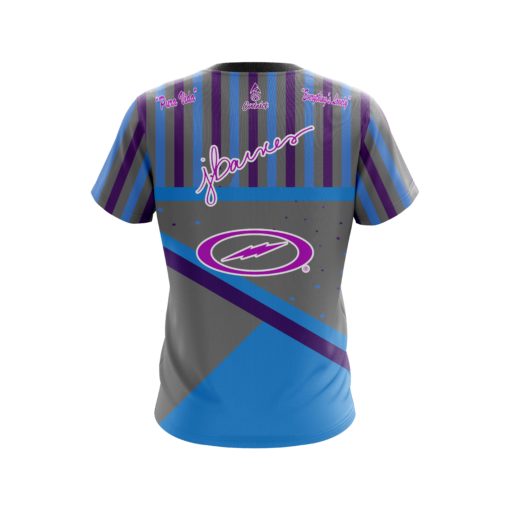 Josie Barnes Retro Blue & Purple Stripes Replica CoolWick Bowling Jersey - Image 2