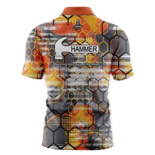 Hammer Fire Honeycomb Quick Ship CoolWick Sash Zip Bowling Jersey - Image 2