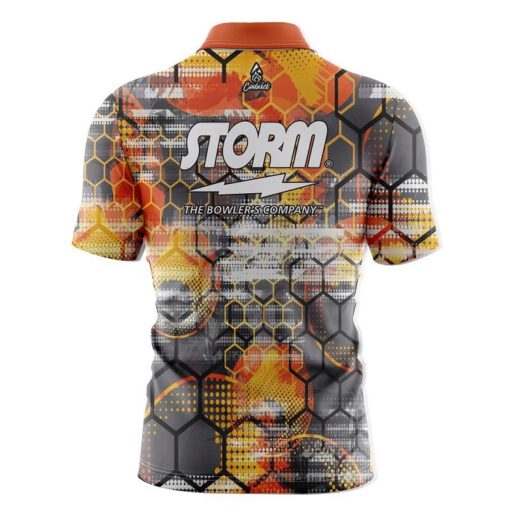 Storm Fire Honeycomb Quick Ship CoolWick Sash Zip Bowling Jersey - Image 2
