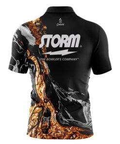 Alternative view of Storm Onyx Gold Quick Ship CoolWick Sash Zip Bowling Jersey