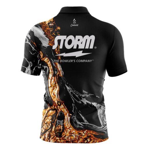 Storm Onyx Gold Quick Ship CoolWick Sash Zip Bowling Jersey - Image 2