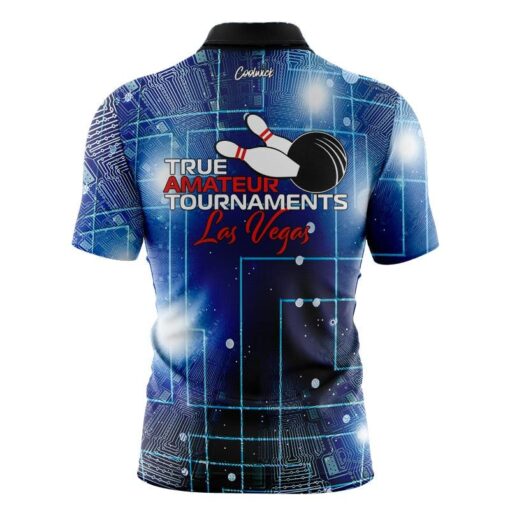 TAT True Amateur Tournament Blue Grid CoolWick Bowling Jersey - Image 2