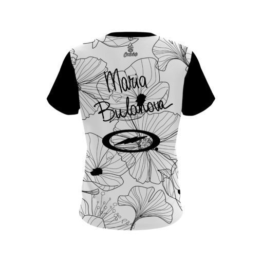 Maria Bulanova White Black Flowers CoolWick Bowling Jersey - Image 2