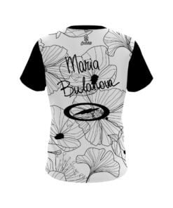 Alternative view of Maria Bulanova White Black Flowers CoolWick Bowling Jersey