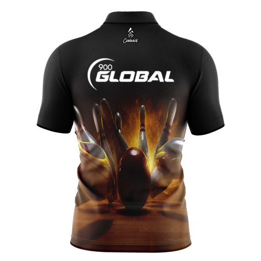 900 Global Strike Force Quick Ship CoolWick Sash Zip Bowling Jersey - Image 2