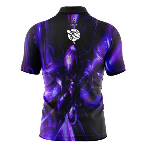 12Bagger Liquid Purple Plasma Quick Ship CoolWick Sash Zip Bowling Jersey - Image 2