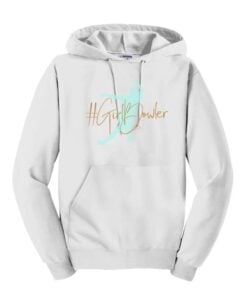 #GirlBowler Unisex Coolwick Bowling Hoodie White and Mint Green