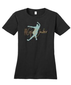 #GirlBowler Womens Black and Mint Green Bowling T-Shirt