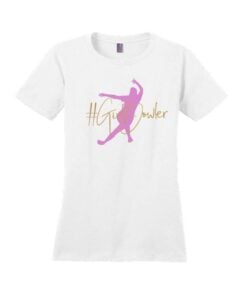 #GirlBowler Womens White and Pink Bowling T-Shirt
