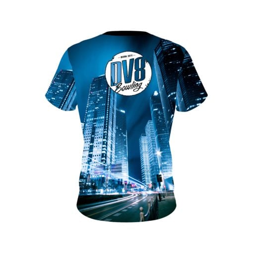 DV8 Autism Light It Up Blue Buildings CoolWick Bowling Jersey - Image 2