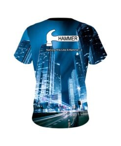 Alternative view of Hammer Autism Light It Up Blue Buildings CoolWick Bowling Jersey