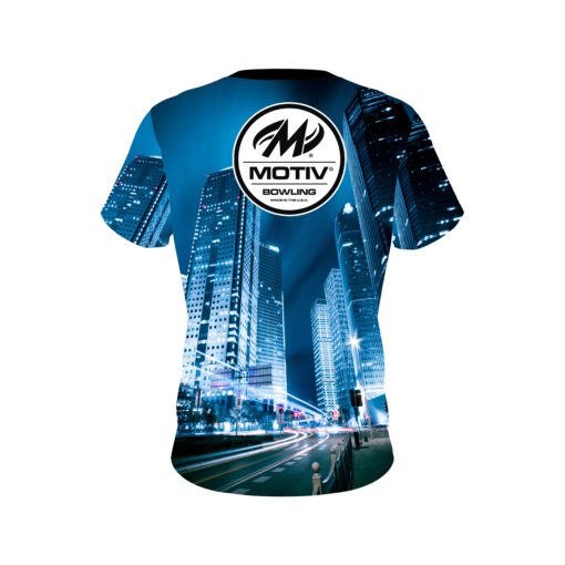 Motiv Autism Light It Up Blue Buildings CoolWick Bowling Jersey - Image 2