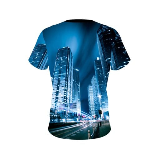 Plain Autism Light It Up Blue Buildings CoolWick Bowling Jersey - Image 2