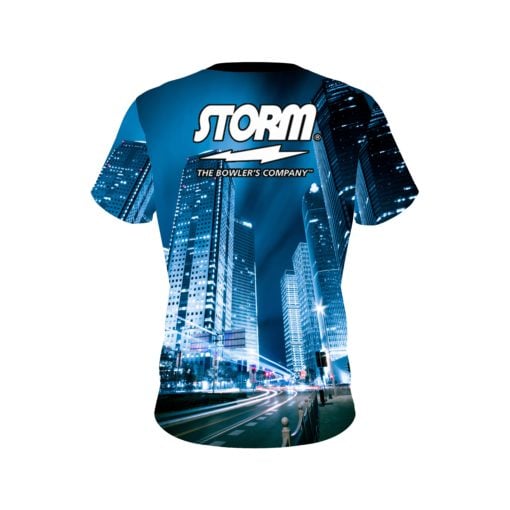 Storm Autism Light It Up Blue Buildings CoolWick Bowling Jersey - Image 2