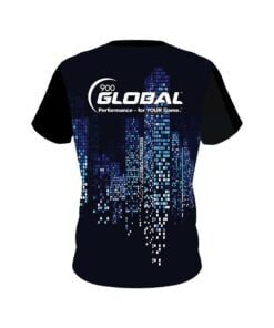 Alternative view of 900 Global Autism Light it Up Blue Pixels Bowling Jersey