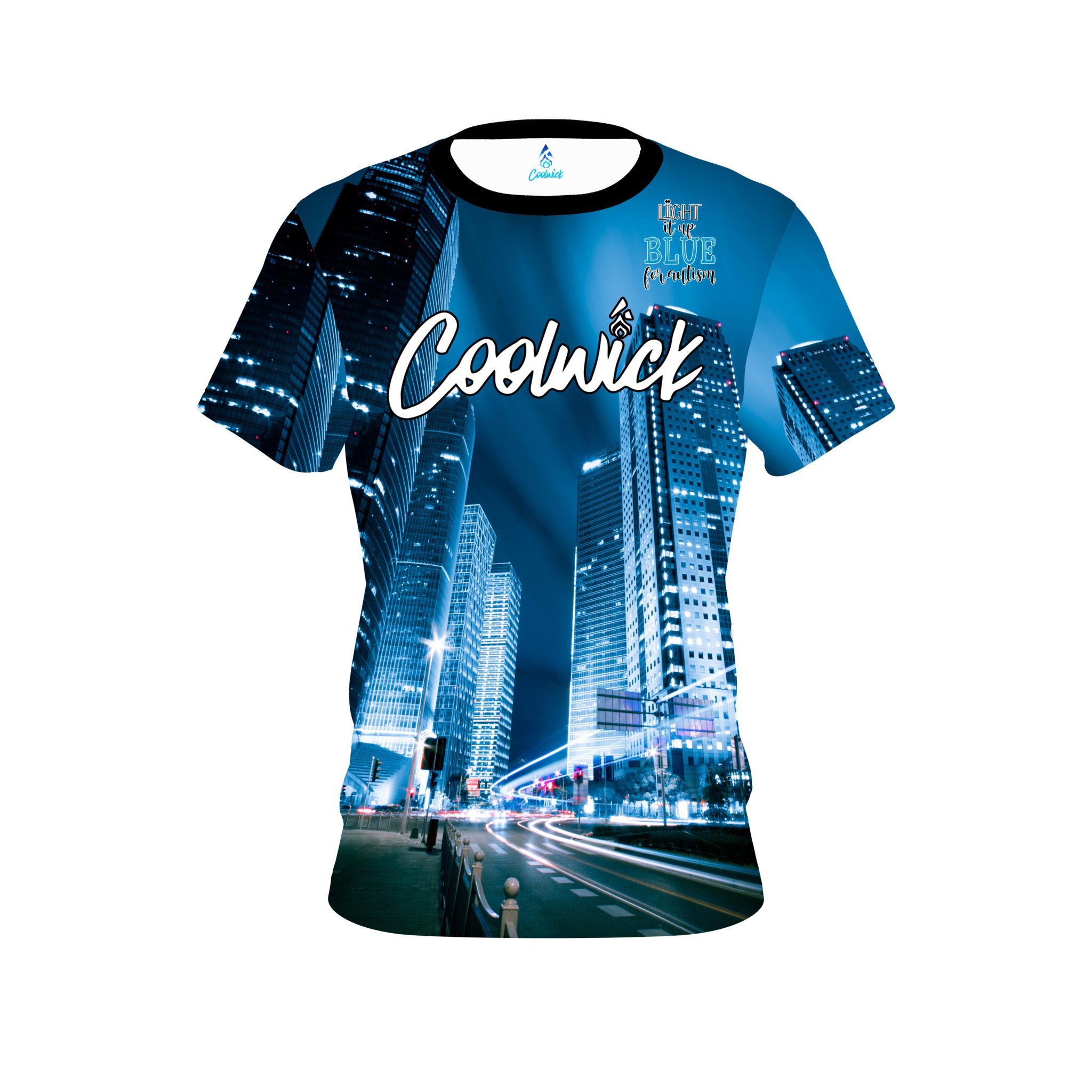 Signature Logo Autism Light It Up Blue Buildings CoolWick Bowling Jersey