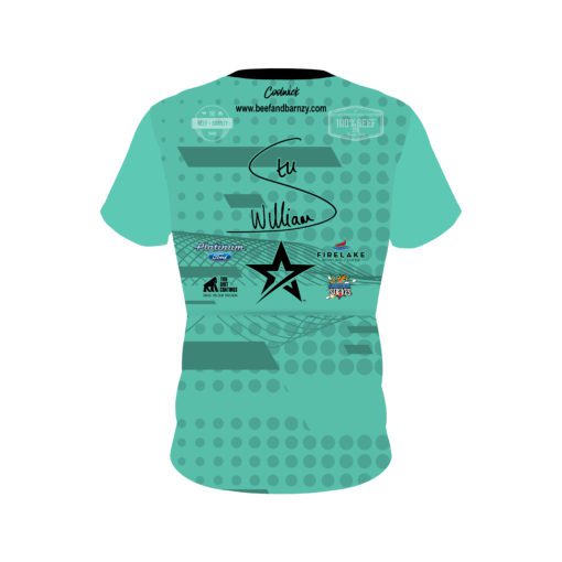 Stu Williams Teal Swirl CoolWick Bowling Jersey - Image 2