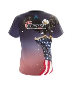 Alternative view of 900 Global American Eagle Orange Purple CoolWick Bowling Jersey