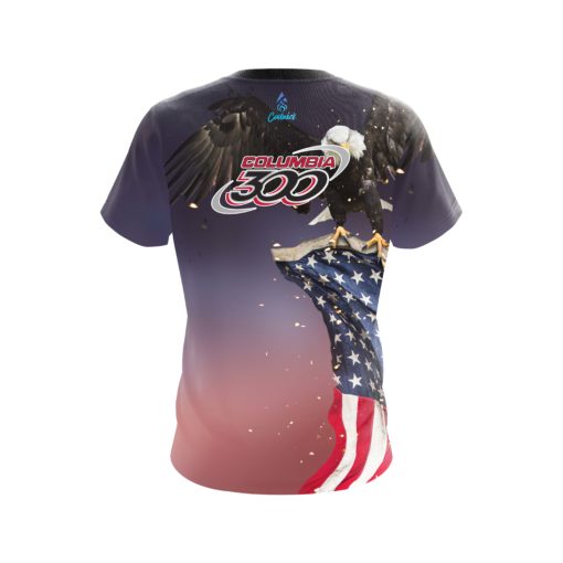 Columbia 300 American Eagle Orange Purple CoolWick Bowling Jersey - Image 2