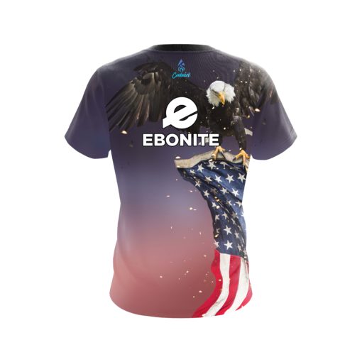 Ebonite American Eagle Orange Purple CoolWick Bowling Jersey - Image 2