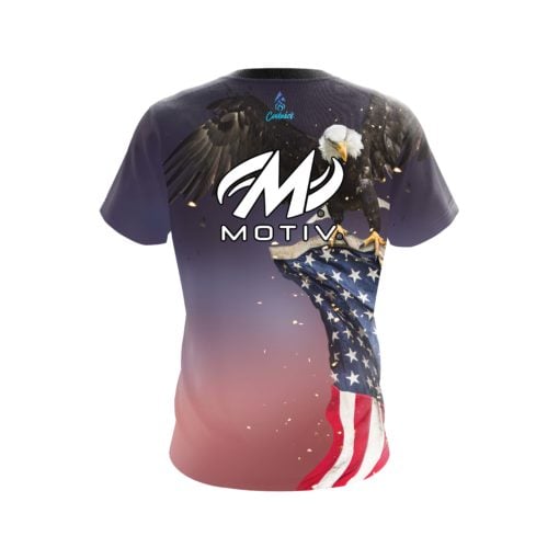 Motiv American Eagle Orange Purple CoolWick Bowling Jersey - Image 2