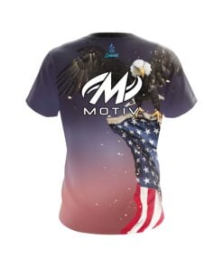 Alternative view of Motiv American Eagle Orange Purple CoolWick Bowling Jersey