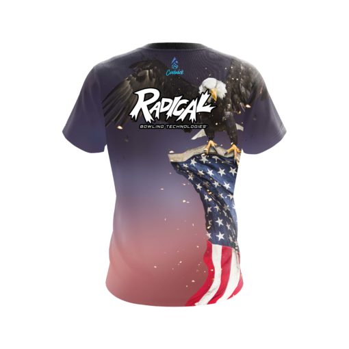 Radical American Eagle Orange Purple CoolWick Bowling Jersey - Image 2