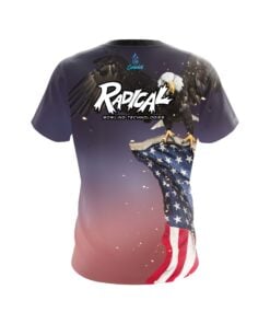 Alternative view of Radical American Eagle Orange Purple CoolWick Bowling Jersey