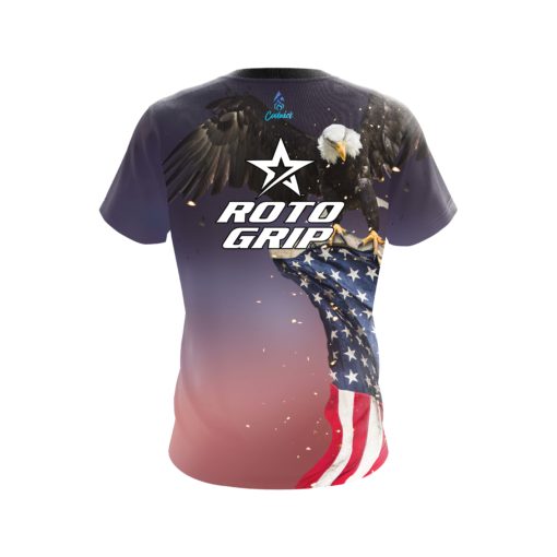 Roto Grip American Eagle Orange Purple CoolWick Bowling Jersey - Image 2