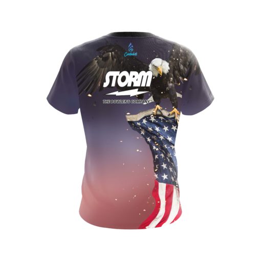 Storm American Eagle Orange Purple CoolWick Bowling Jersey - Image 2