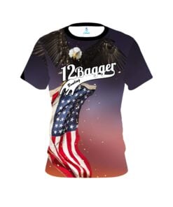 12Bagger American Eagle Orange Purple CoolWick Bowling Jersey