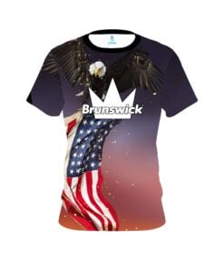 Brunswick American Eagle Orange Purple CoolWick Bowling Jersey