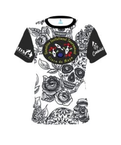 SIT Black White Sugar Skull CoolWick Bowling Jersey