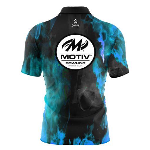 Motiv Blue Flame Quick Ship CoolWick Sash Zip Bowling Jersey - Image 2