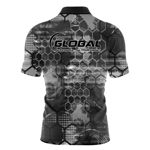 900 Global Blackout Honeycomb Quick Ship CoolWick Sash Zip Bowling Jersey - Image 2